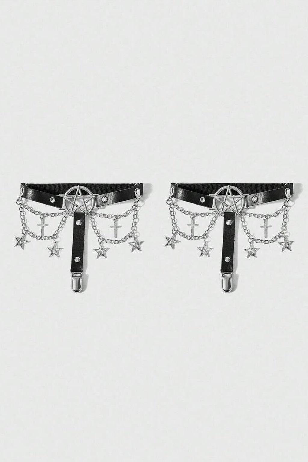 Goth Emo Punk Pentagram Cross & Stars Sexy Leg Garters