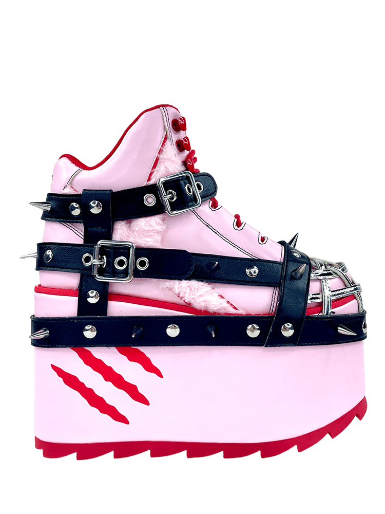 YRU X Gloomy Bear Qozmo Bondage Platform Sneakers - Pink