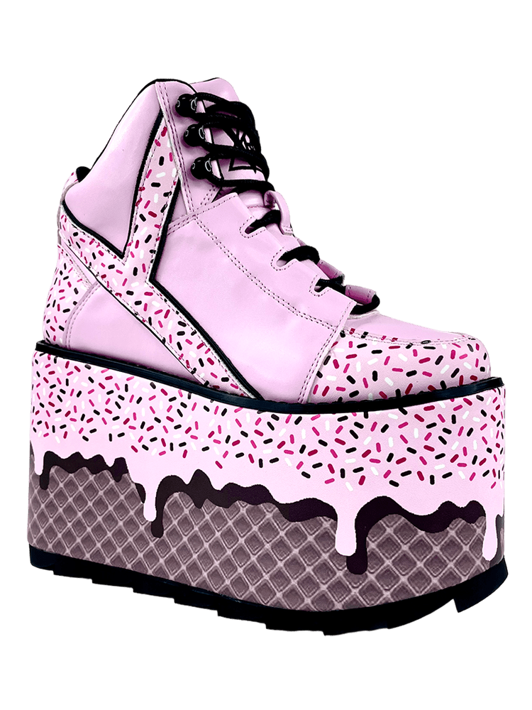 YRU Sweet Treat Ice Cream Sprinkles Qozmo Platform Sneakers - Pink/Black