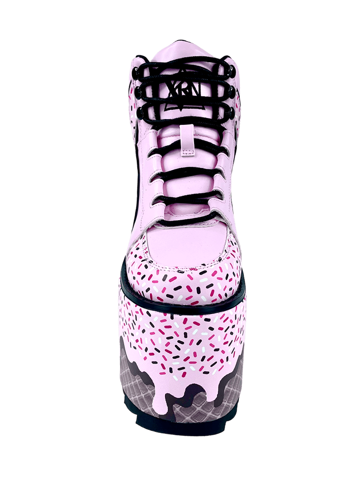 YRU Sweet Treat Ice Cream Sprinkles Qozmo Platform Sneakers - Pink/Black