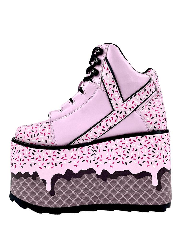 YRU Sweet Treat Ice Cream Sprinkles Qozmo Platform Sneakers - Pink/Black