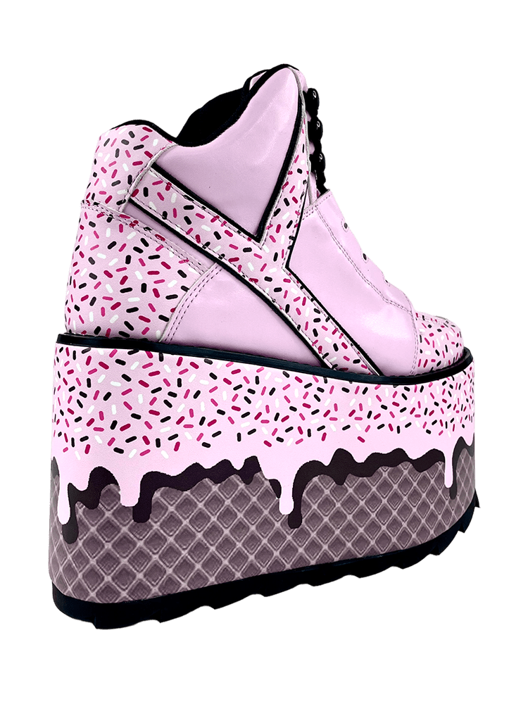 YRU Sweet Treat Ice Cream Sprinkles Qozmo Platform Sneakers - Pink/Black