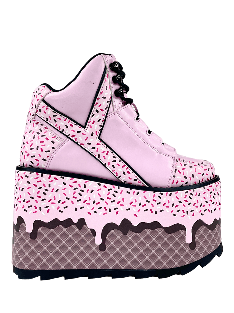 YRU Sweet Treat Ice Cream Sprinkles Qozmo Platform Sneakers - Pink/Black