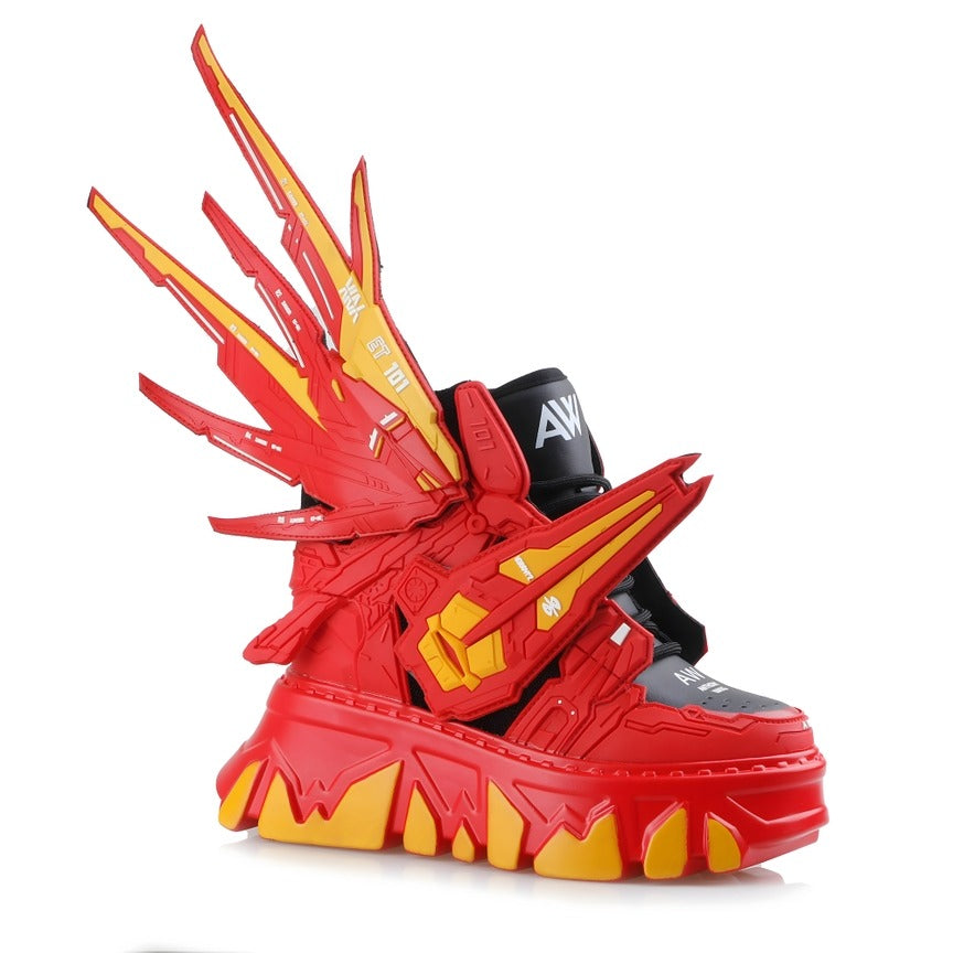 Anthony Wang Women's Winged Red Gundam Rave Platform Sneakers