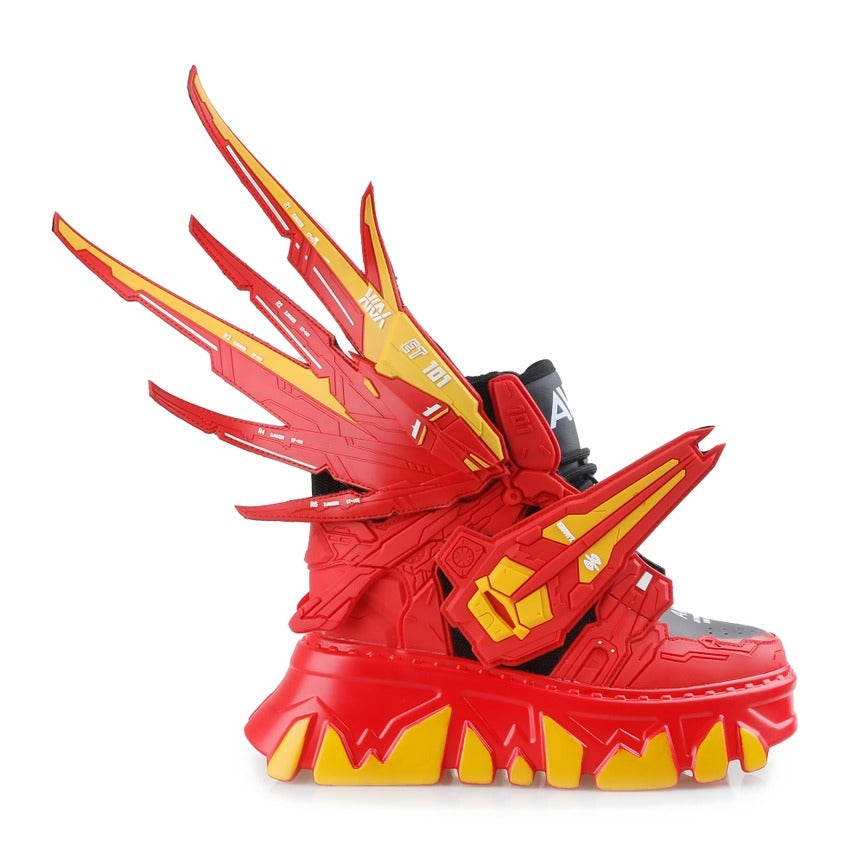 Anthony Wang Women's Winged Red Gundam Rave Platform Sneakers