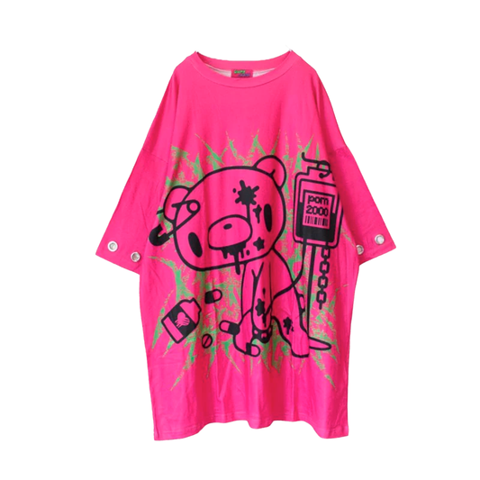 Gloomy Bear Emo Rave Hot Pink Oversized Boyfriend XXL Tee