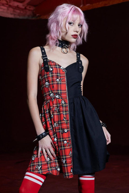 Goth Emo Punk Skelanimals Diego Skelanimals Plaid Split Dress