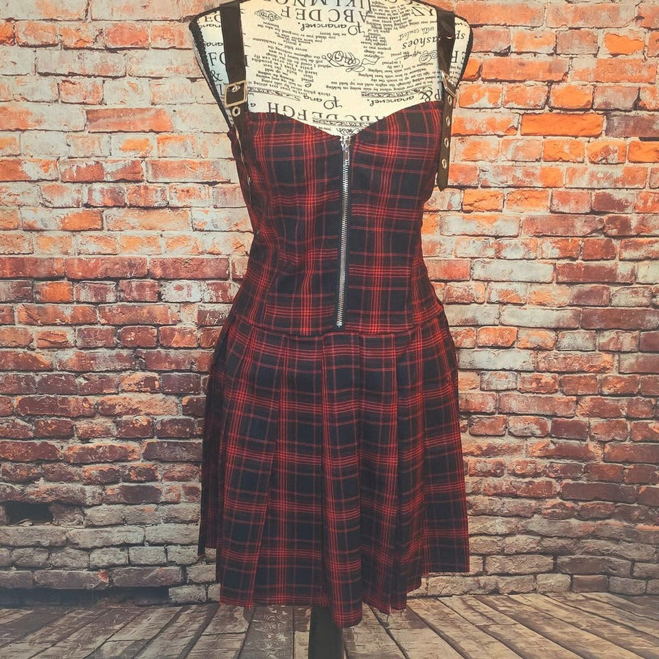 Dolls Kill Current Mood Emo Punk Rock Born To Burn Plaid Mini Dress