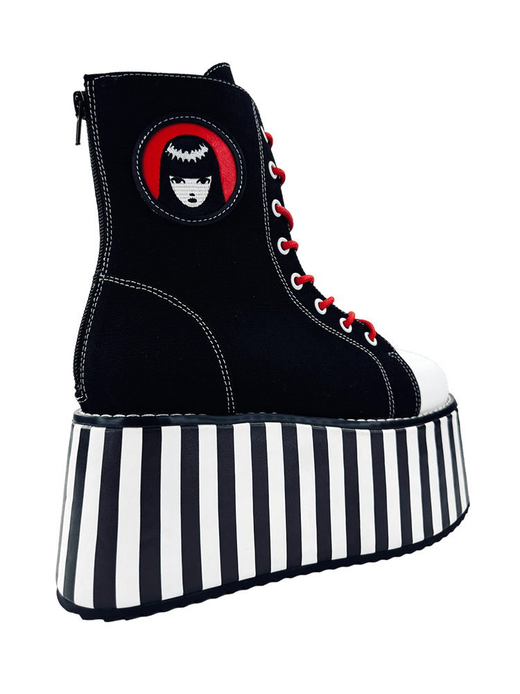 YRU x Emily the Strange Suspension Stripped High Top Platform Sneakers - Black/White