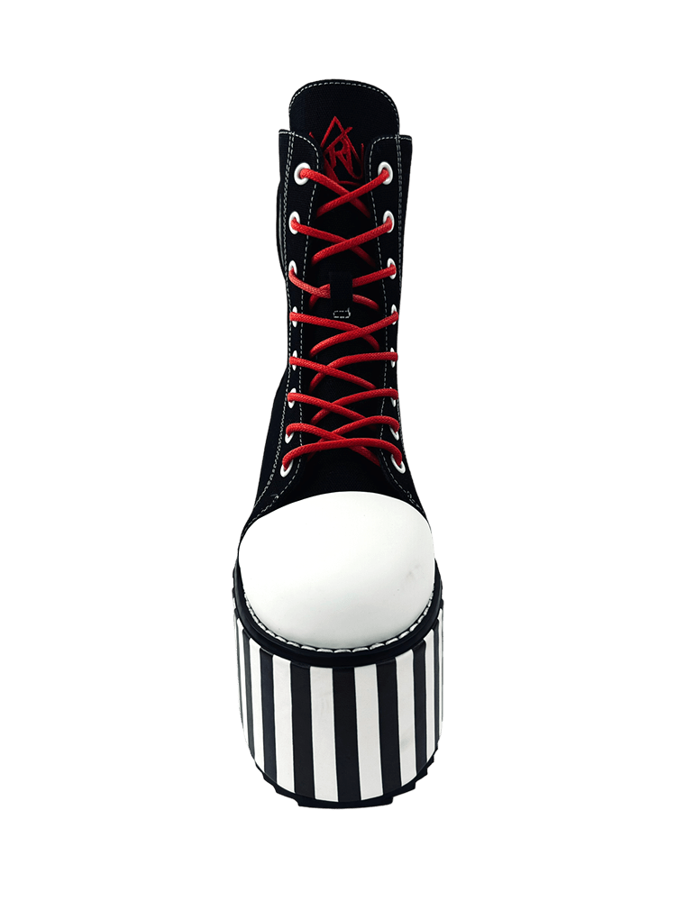 YRU x Emily the Strange Suspension Stripped High Top Platform Sneakers - Black/White