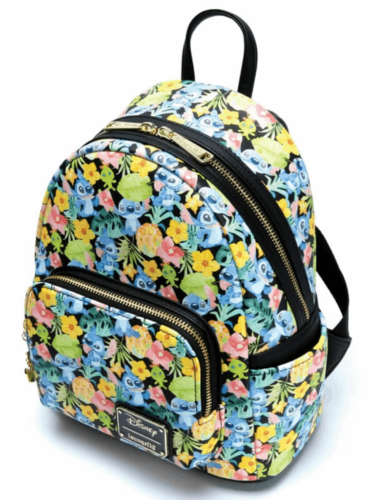 Disney Loungefly Stitch & Scrump Floral Water Color Mini Backpack