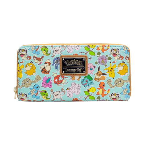 Loungefly Pokemon Characters AOP Teal Zip Around Wallet