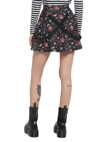 Emily The Strange Goth Emo O-Ring Suspender Skirt
