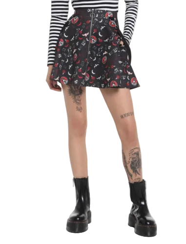 Emily The Strange Goth Emo O-Ring Suspender Skirt