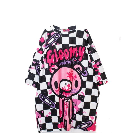 Gloomy Bear Black & White Checkered XXL T shirt Mens Unisex Sizing