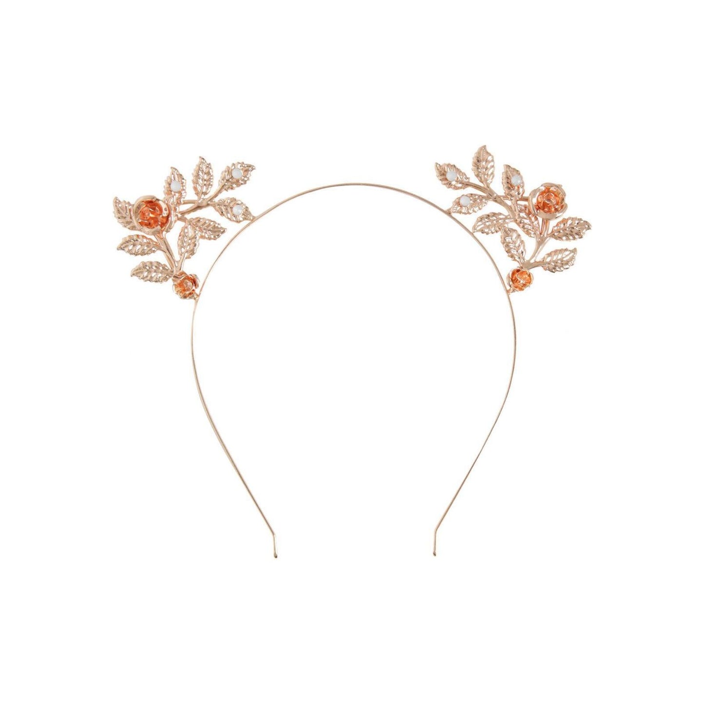 Blackheart Rose Gold Opal Leaf Accent Music Festival Headband