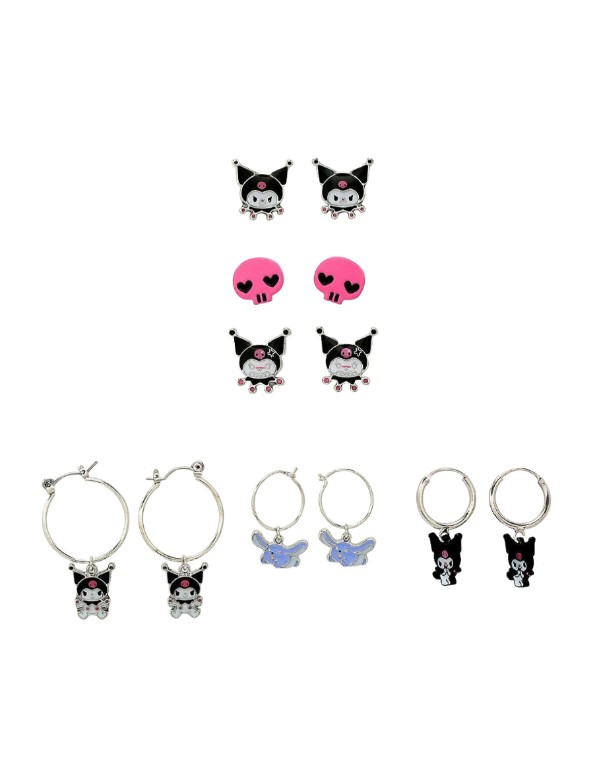 KUROMI Earrings SET Hoop & Stud NEW! OFFICIALLY LICENSED! Hello Kitty