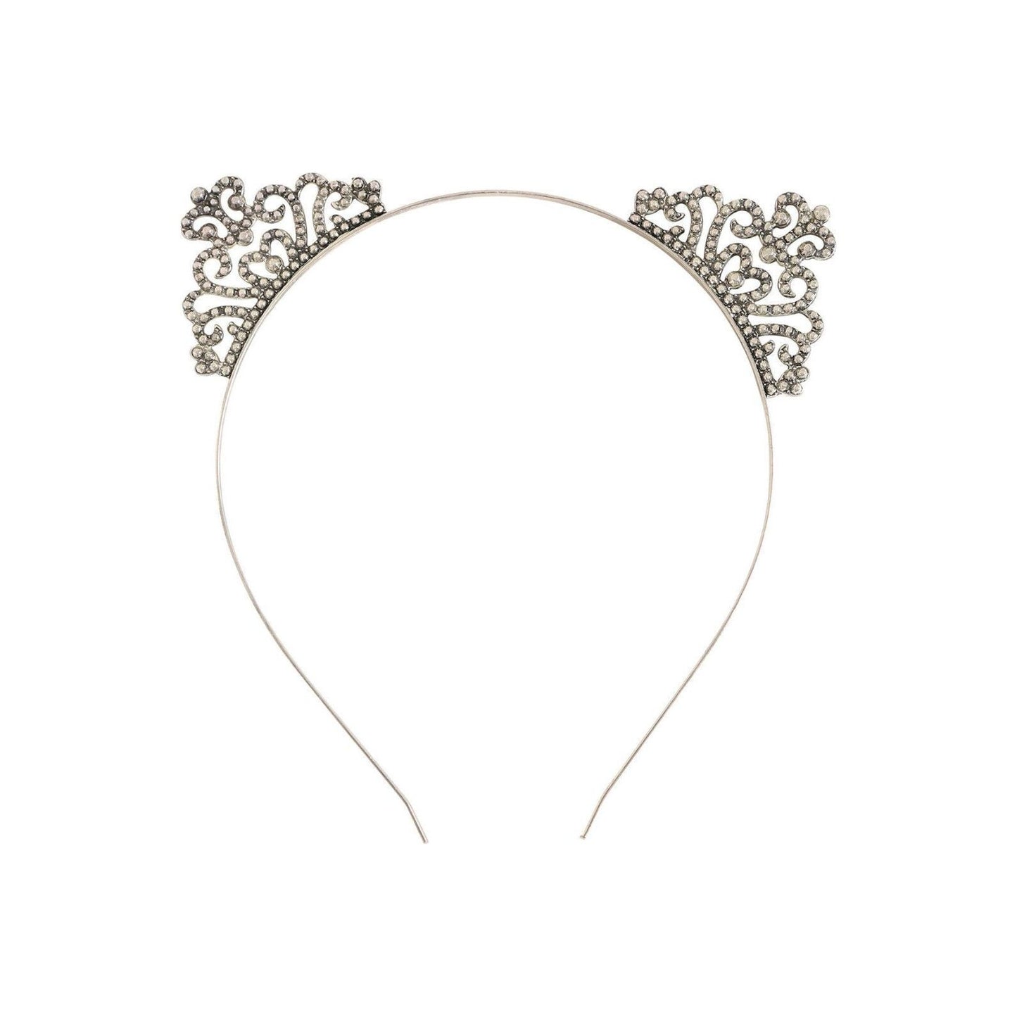 Blackheart Silver Tiara Cat Ear Headband, Music Festival