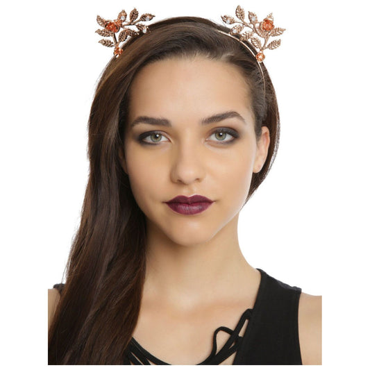 Blackheart Rose Gold Opal Leaf Accent Music Festival Headband